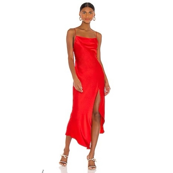Alice & Olivia Harmony Dry Slip Dress in Bright Poppy red size 0 - Picture 1 of 8